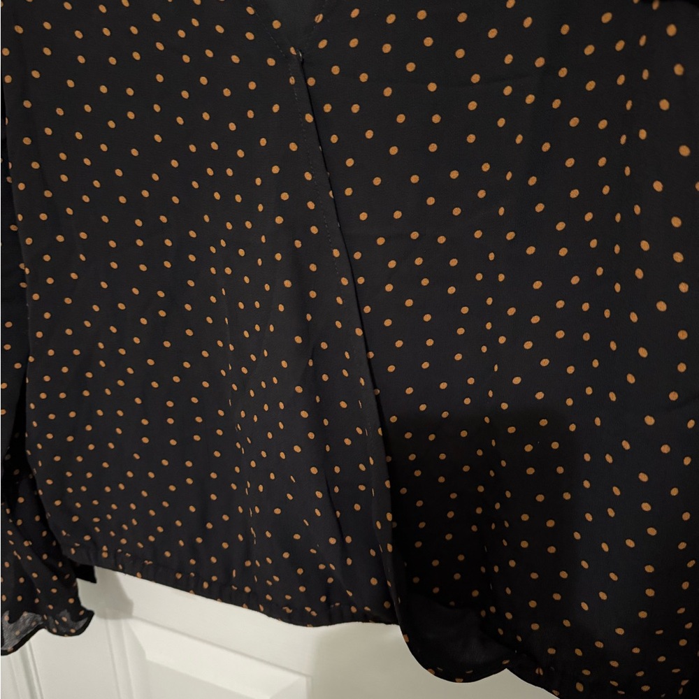 Sanctuary Black and Orange Polka Dot Blouse *GREAT USED CONDITION* - Picture 6 of 9